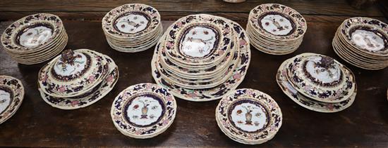 A Victorian Masons Ironstone part dinner service in the Chinese Antiquities pattern,